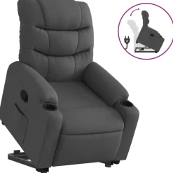 Fauteuils Et Chaises-vidaXL Fauteuil inclinable Tissu Gris foncé