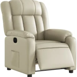 Fauteuils Et Chaises-vidaXL Fauteuil inclinable électrique Crème Similicuir Cr&egrave;me