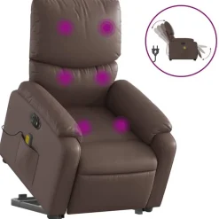 Fauteuils Et Chaises-vidaXL Fauteuil inclinable de massage électrique similicuir Marron