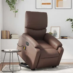 Fauteuils Et Chaises-vidaXL Fauteuil inclinable de massage électrique similicuir Marron