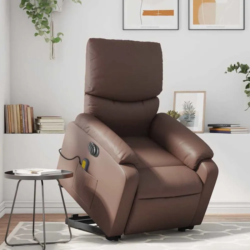 Fauteuils Et Chaises-vidaXL Fauteuil inclinable de massage électrique similicuir Marron