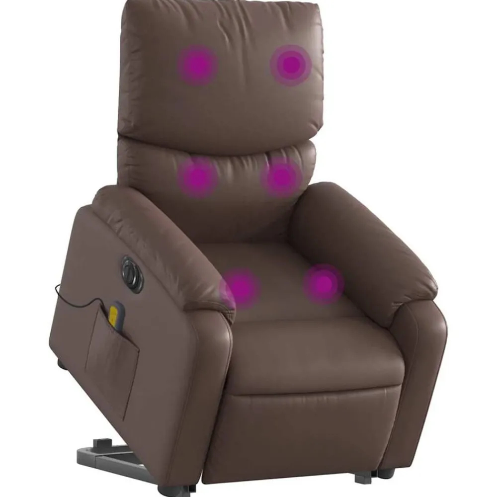 Fauteuils Et Chaises-vidaXL Fauteuil inclinable de massage électrique similicuir Marron