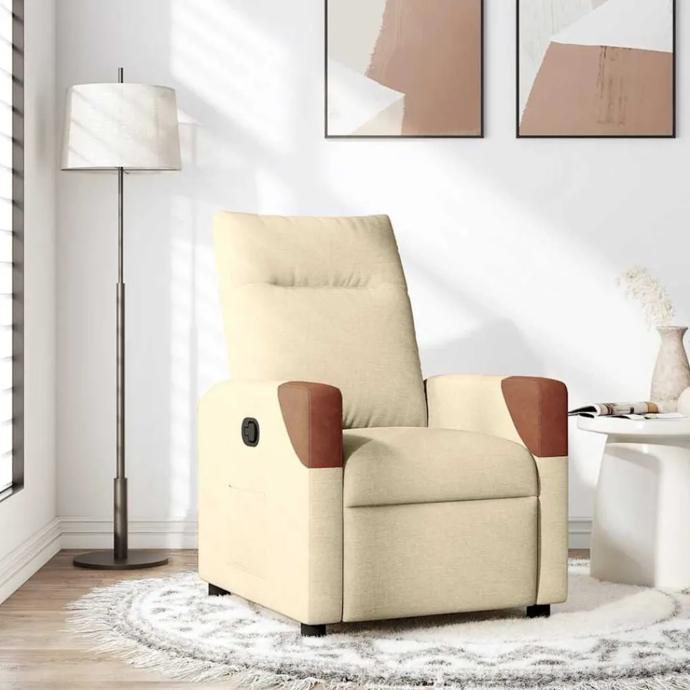 vidaXL Fauteuil inclinable Crème Tissu