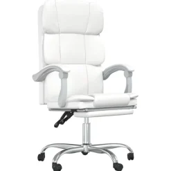 Meubles De Bureau-vidaXL Fauteuil inclinable de bureau Similicuir Blanc