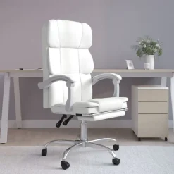 Meubles De Bureau-vidaXL Fauteuil inclinable de bureau Similicuir Blanc