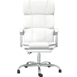 Meubles De Bureau-vidaXL Fauteuil inclinable de bureau Similicuir Blanc