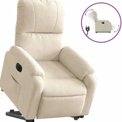 Fauteuils Et Chaises-vidaXL Fauteuil inclinable électrique tissu microfibre Beige
