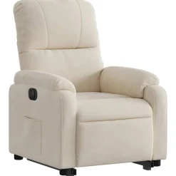 Fauteuils Et Chaises-vidaXL Fauteuil inclinable électrique tissu microfibre Beige