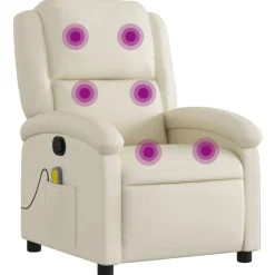 vidaXL Fauteuil inclinable de massage Crème Similicuir