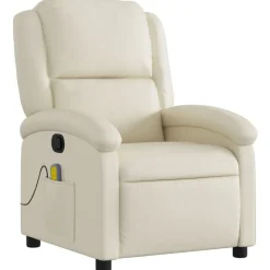 vidaXL Fauteuil inclinable de massage Crème Similicuir
