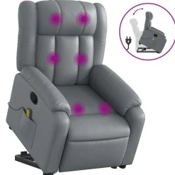 Fauteuils Et Chaises-vidaXL Fauteuil inclinable de massage Similicuir Gris