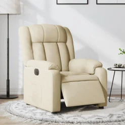 Fauteuils Et Chaises-vidaXL Fauteuil inclinable électrique Crème Tissu Cr&egrave;me
