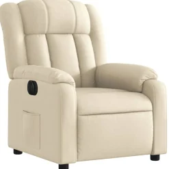 Fauteuils Et Chaises-vidaXL Fauteuil inclinable électrique Crème Tissu Cr&egrave;me