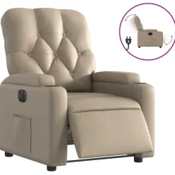 Fauteuils Et Chaises-vidaXL Fauteuil inclinable électrique Similicuir Cappuccino