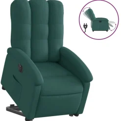 Fauteuils Et Chaises-vidaXL Fauteuil inclinable électrique tissu Vert foncé