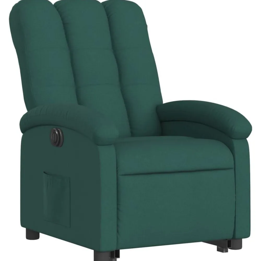 Fauteuils Et Chaises-vidaXL Fauteuil inclinable électrique tissu Vert foncé