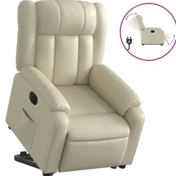 vidaXL Fauteuil inclinable électrique crème similicuir
