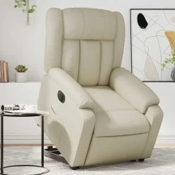 vidaXL Fauteuil inclinable électrique crème similicuir