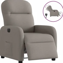 Fauteuils Et Chaises-vidaXL Fauteuil inclinable électrique Tissu Taupe