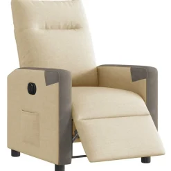 vidaXL Fauteuil inclinable électrique Crème Tissu