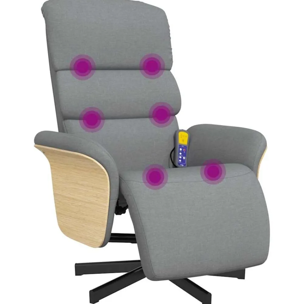 vidaXL Fauteuil inclinable de massage et repose-pieds tissu