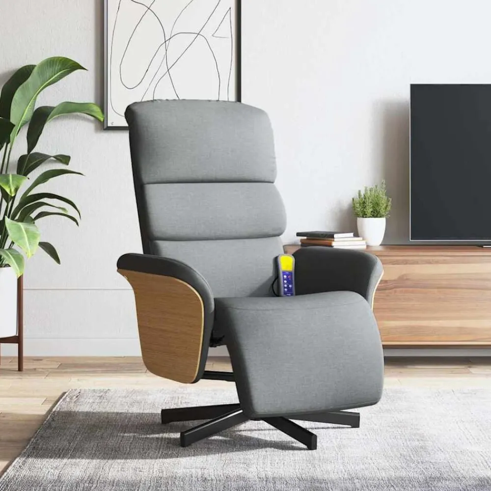 vidaXL Fauteuil inclinable de massage et repose-pieds tissu