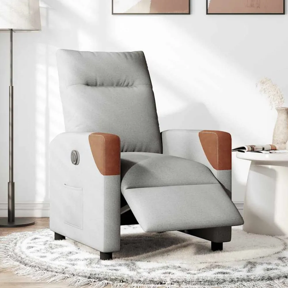 Fauteuils Et Chaises-vidaXL Fauteuil inclinable électrique tissu Gris nuage