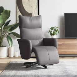 Fauteuils Et Chaises-vidaXL Fauteuil inclinable avec repose-pieds similicuir Gris