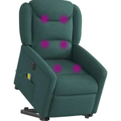 Fauteuils Et Chaises-vidaXL Fauteuil inclinable de massage électrique Tissu Vert foncé