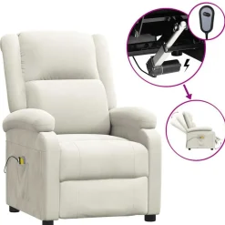 vidaXL Fauteuil électrique de massage Crème Velours