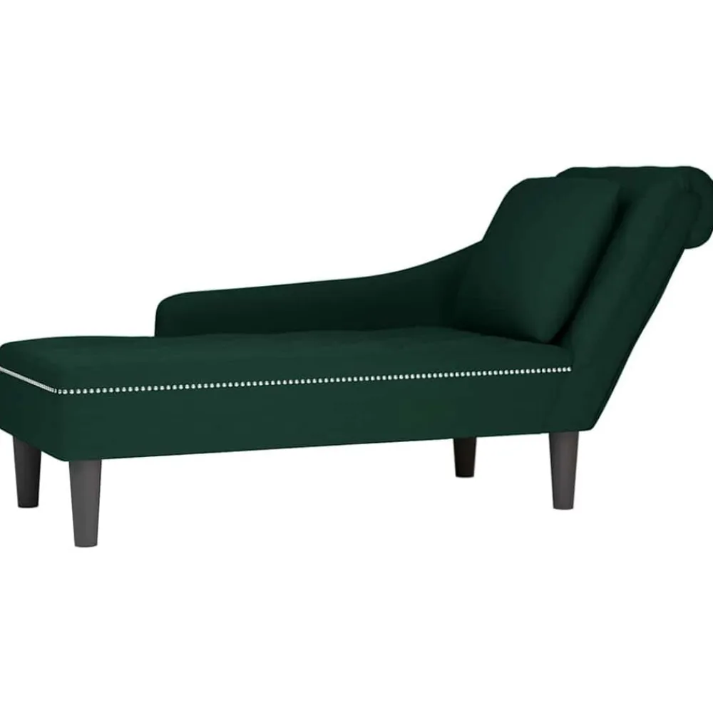vidaXL Fauteuil long et coussin et accoudoir droit velours