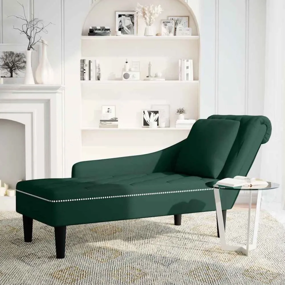 vidaXL Fauteuil long et coussin et accoudoir droit velours