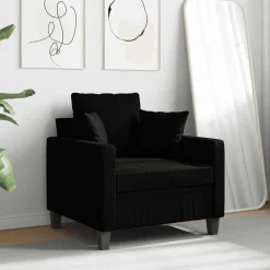 Canapés-vidaXL Fauteuil 60 cm Tissu Noir