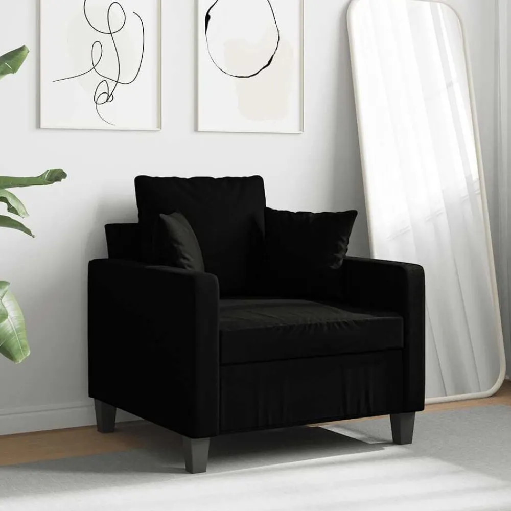 Canapés-vidaXL Fauteuil 60 cm Tissu Noir