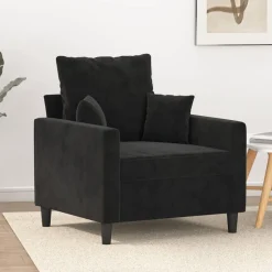 Canapés-vidaXL Fauteuil 60 cm Velours Noir