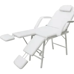 Santé & Beauté-vidaXL Fauteuil pour traitement facial Similicuir 185x78x76 cm Blanc