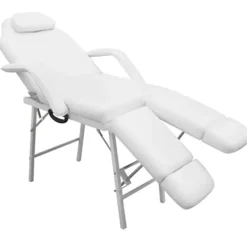 Santé & Beauté-vidaXL Fauteuil pour traitement facial Similicuir 185x78x76 cm Blanc