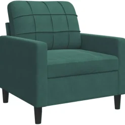 Canapés-vidaXL Fauteuil 60 cm Velours Vert foncé