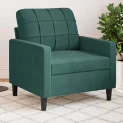 Canapés-vidaXL Fauteuil 60 cm Velours Vert foncé
