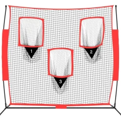 vidaXL Filet de baseball portable Noir/rouge 183x105x183 cm Polyester
