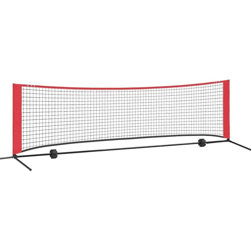 vidaXL Filet de tennis Noir et Rouge 301 x 90,5 x 87 cm Polyester