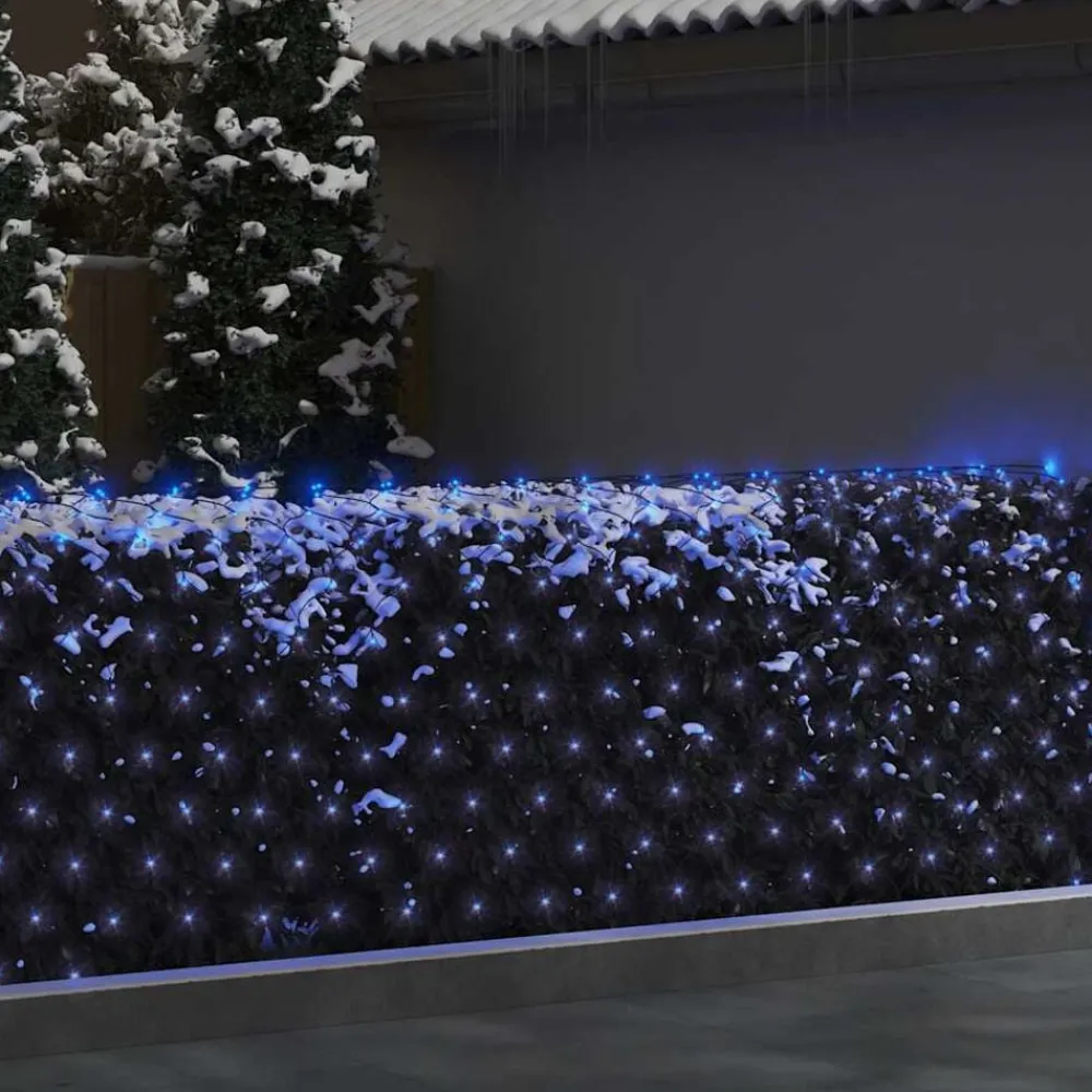 Luminaires-vidaXL Filet lumineux de Noël 3x3 m 306 LED Intérieur/extérieur Bleu