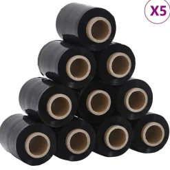 Fournitures De Bureau-vidaXL Films étirables 50 pcs 23 μm 10 cm x 150 m Noir