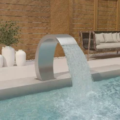 Décorations-vidaXL Fontaine de piscine avec LED 22x60x70 cm Acier inoxydable 304