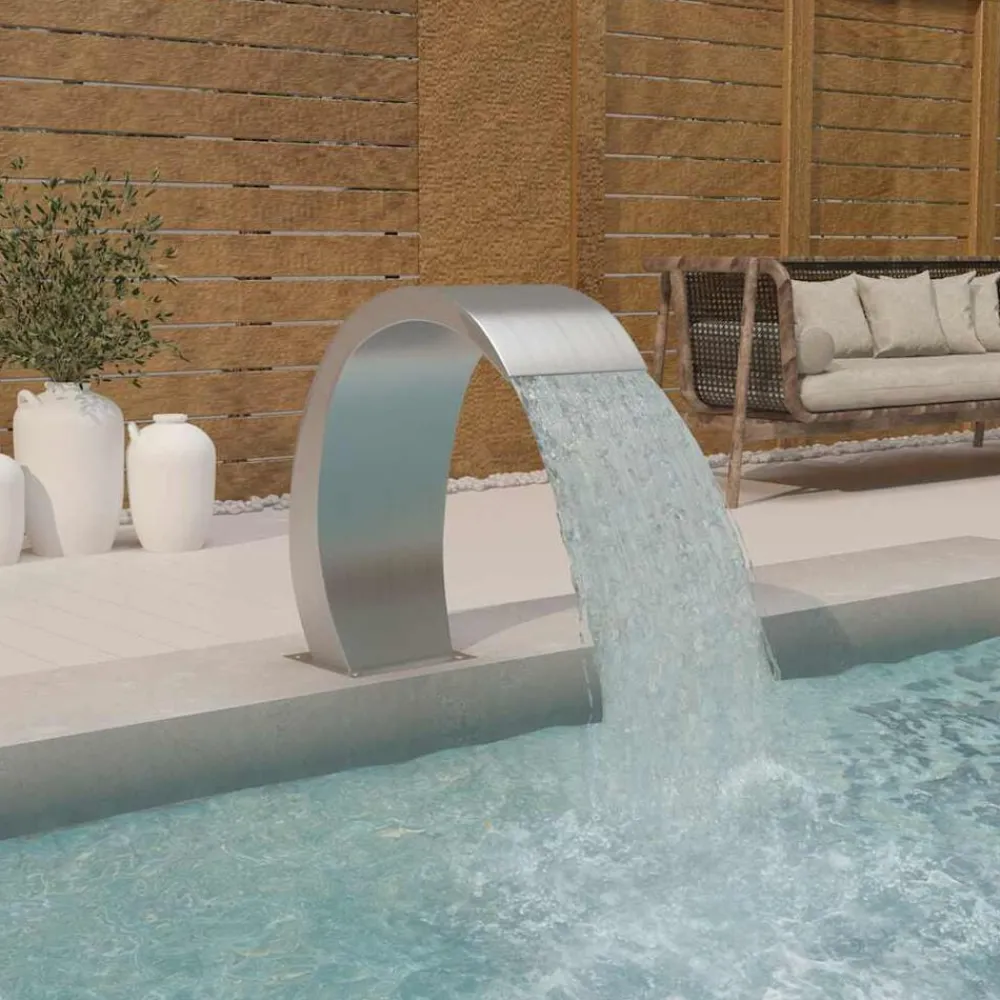 Décorations-vidaXL Fontaine de piscine avec LED 22x60x70 cm Acier inoxydable 304