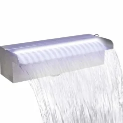 Décorations-vidaXL Fontaine rectangulaire de piscine avec LED Inox 30 cm