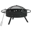 Cheminées-vidaXL Foyer avec tisonnier 70 cm XXL acier