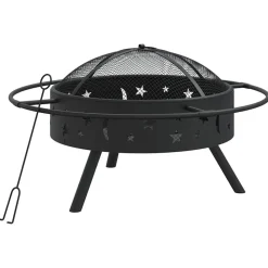 Cheminées-vidaXL Foyer avec tisonnier 70 cm XXL acier