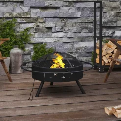 Cheminées-vidaXL Foyer avec tisonnier 70 cm XXL acier