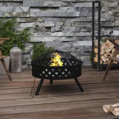 Cheminées-vidaXL Foyer avec tisonnier 58 cm XXL acier